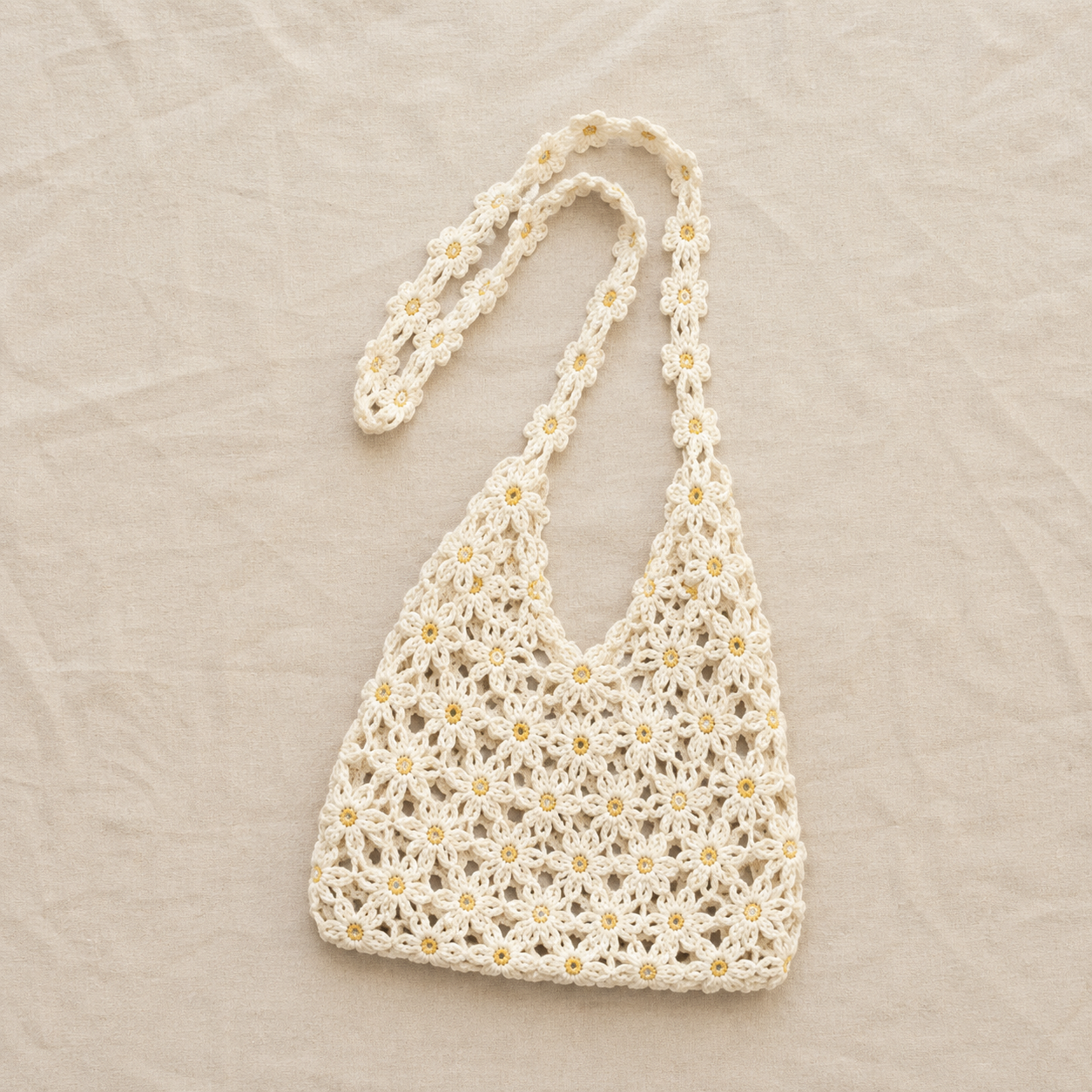 Bolso de hombro de ganchillo floral